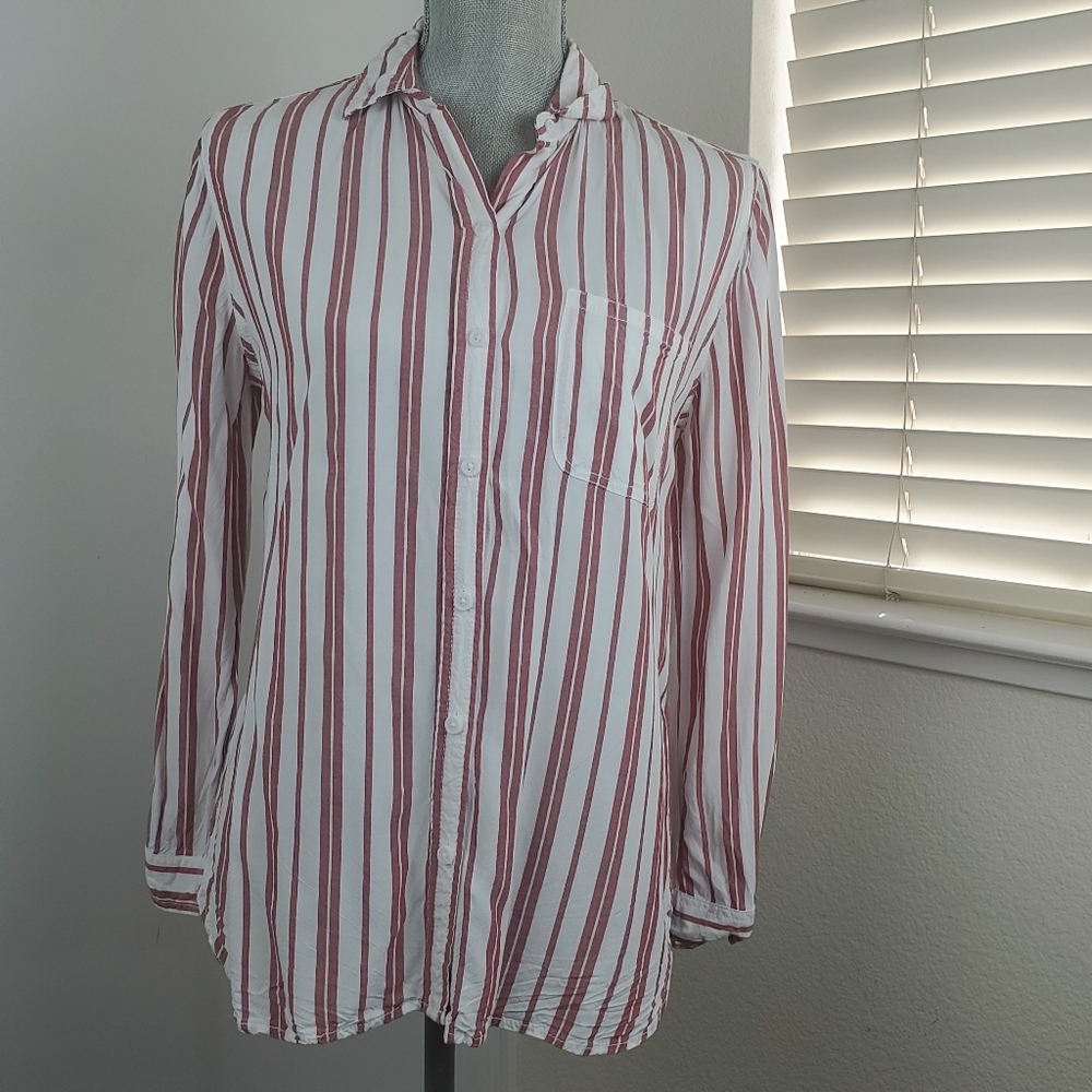 Beach Lunch Lounge Striped Collared Button Down XS